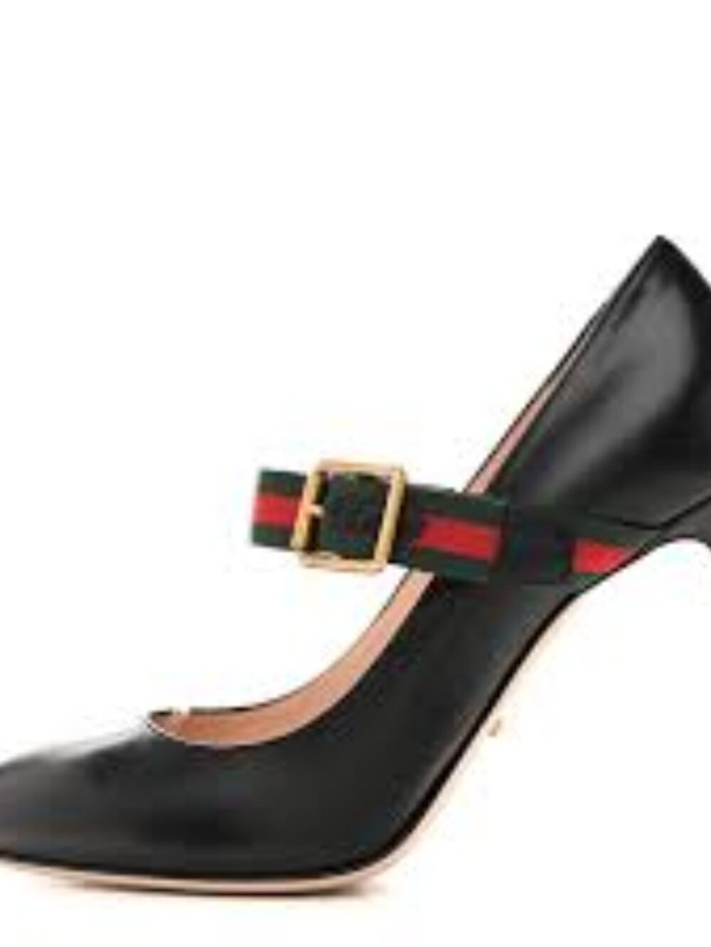 Gucci Sylvie Logo Web Stripe Mary Jane Buckle Black Leather Pumps EU 36 US 6 New - Picture 2 of 14